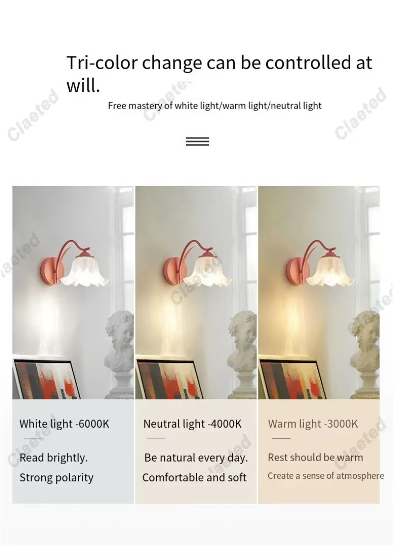 Rétro crème campagne Style fleur dos trois couleurs applique chambre lampe de chevet salon escalier couloir