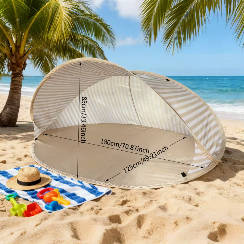 Tente de plage pour 2 personnes, installation rapide en 2 secondes, abri solaire pop-up sans assemblage, auvent portable pour plage, pique-nique, parc, camping