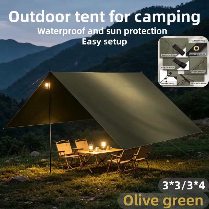 Tente de soleil imperméable, bâche de camping, auvent d'extérieur, abri solaire de jardin et de plage, ultra-léger, résistant et durable