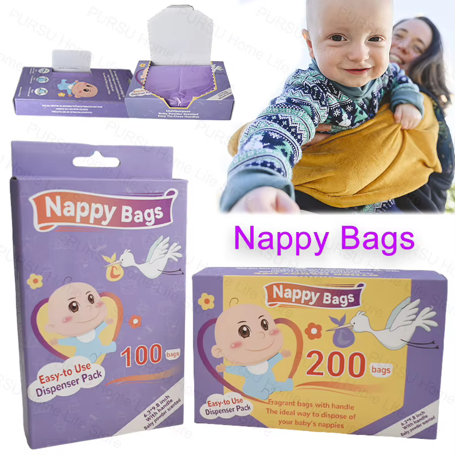 Sacs à couches jetables parfumés, 100/200 pièces, sacs à ordures portables pour produits féminins, sacs à couches ou sacs à déchets pour animaux de compagnie