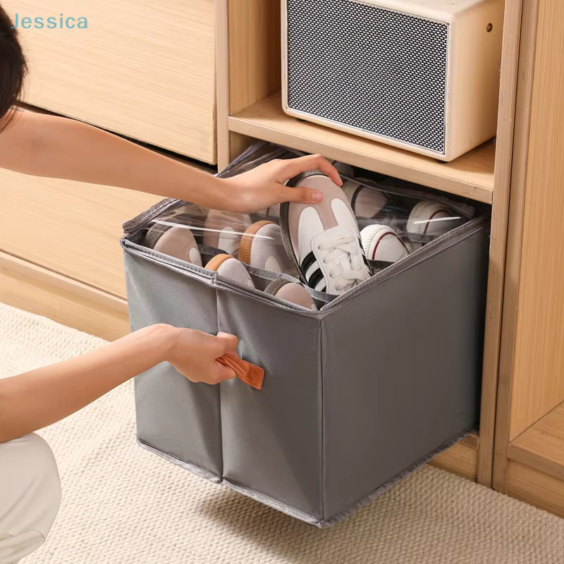 ♥ Boîte de rangement de chaussures pliable en tissu avec compartiments