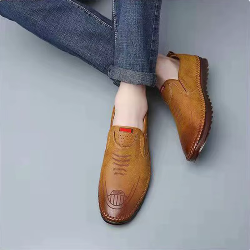 Chaussures décontractées pour hommes, mocassins antidérapants à semelle souple, respirants, résistants à l'usure, confortables, chaussures de conduite en cuir ajouré pour hommes