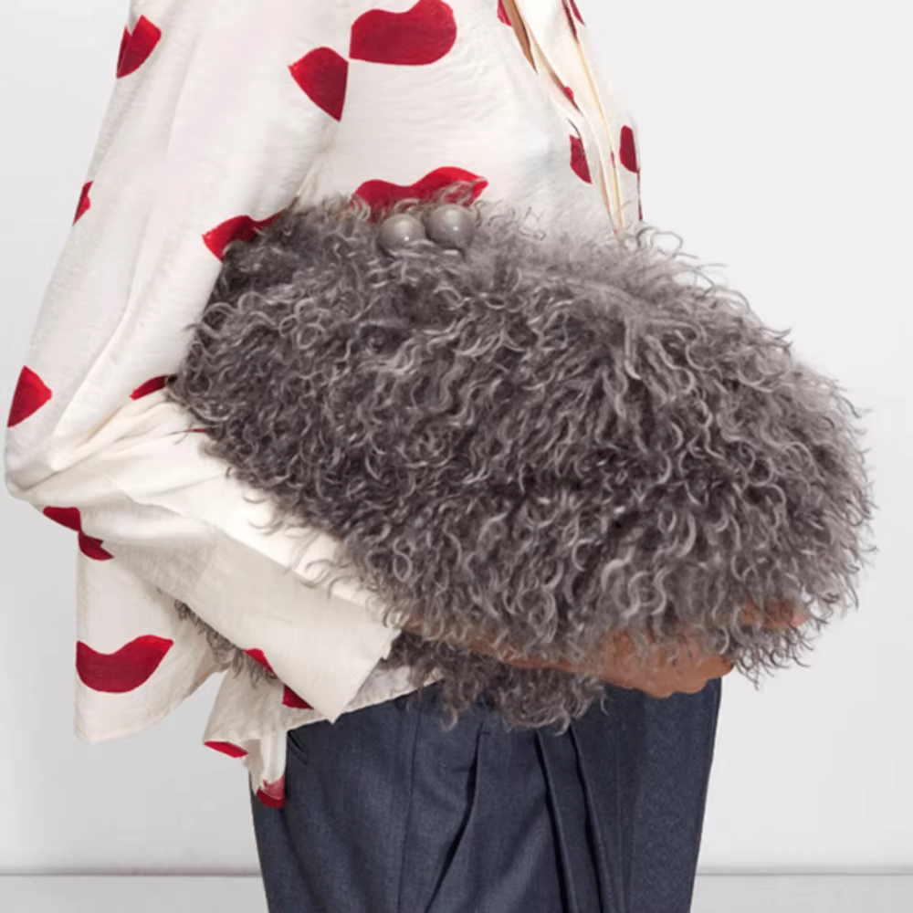 Pochette en fausse fourrure pour femme