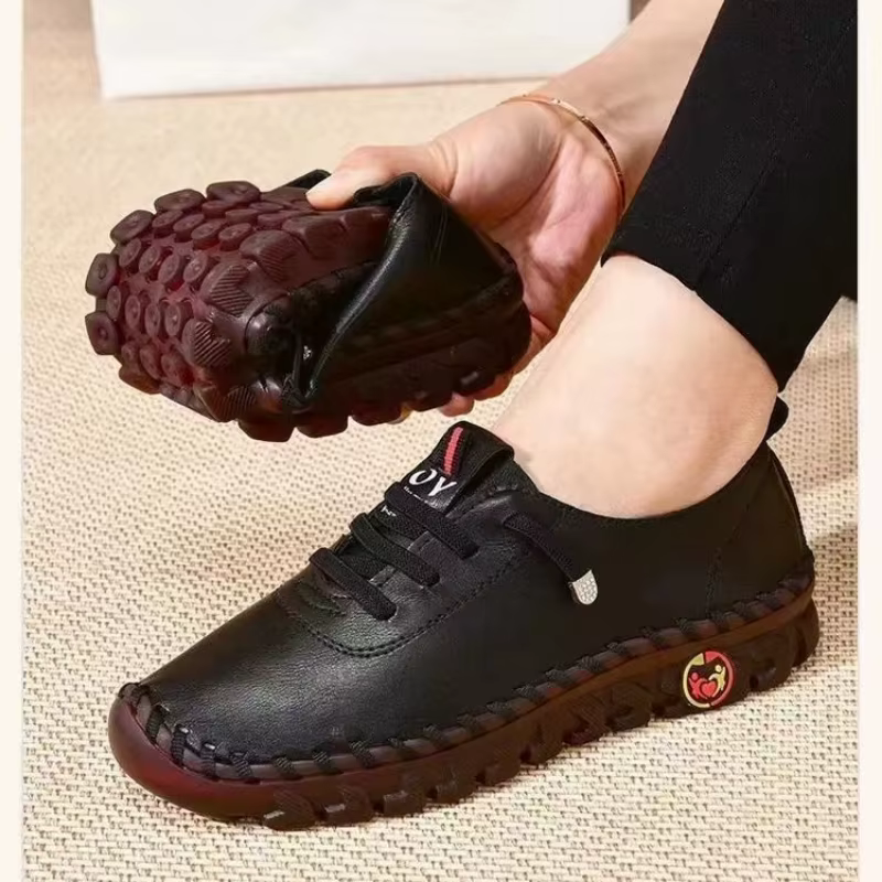 Baskets pour femmes, chaussures plates en cuir à lacets, nouvelle collection printemps, décontractées et confortables, chaussures pour maman, Zapatos Mujer, Chaussure Femme