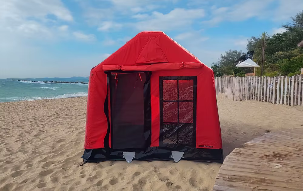 Tente de camping gonflable légère rouge pour aventures en plein air