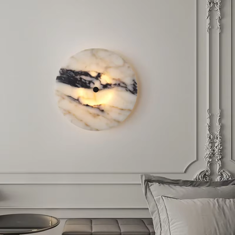 Applique murale ronde de luxe en pierre naturelle