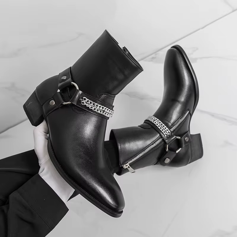 Bottes Chelsea classiques rétro pour hommes, bottes à la cheville en cuir véritable, style britannique, bottes courtes, chaussures décontractées pour affaires