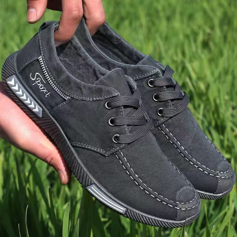 Baskets de marche plates en denim pour hommes, chaussures en toile pour hommes, chaussures décontractées confortables, marque de mode, nouveau, 2025