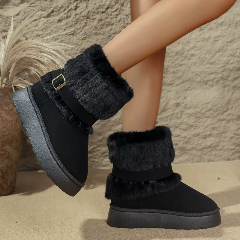 Bottes de neige rétro chaudes et confortables pour femmes, nouvelles chaussures d'hiver décontractées, confortables, à semelles épaisses, antidérapantes, en coton
