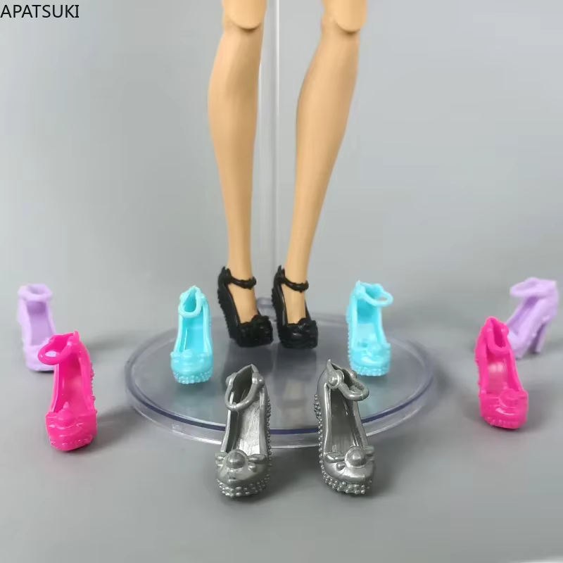 Chaussures à talons hauts de couleurs mélangées pour poupée Barbie, sandales, chaussures pour poupées BJD 1/6, accessoires pour poupées de 11.5 pouces, jouet, 5 paire/lot