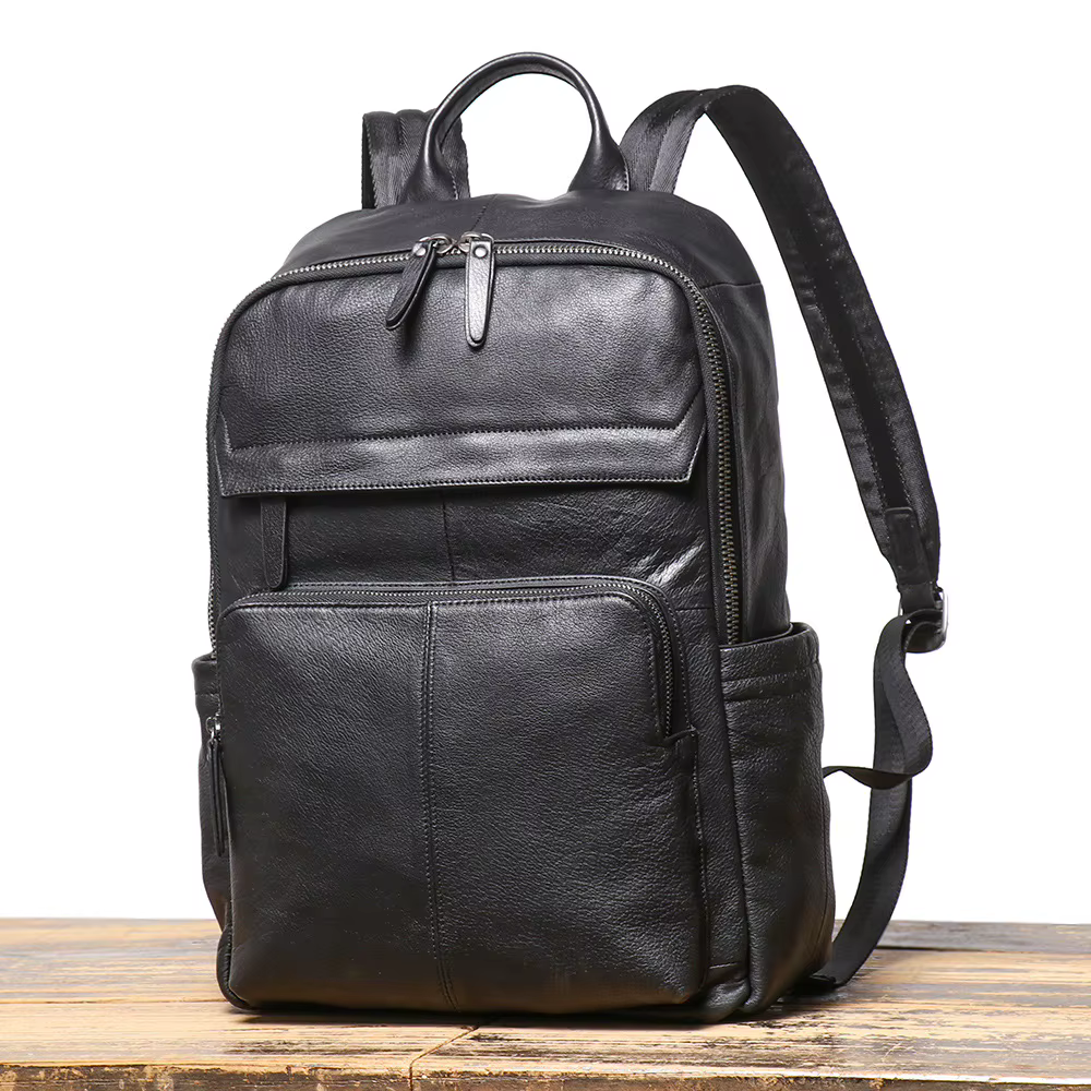 Sac à dos Double épaule en cuir véritable pour hommes