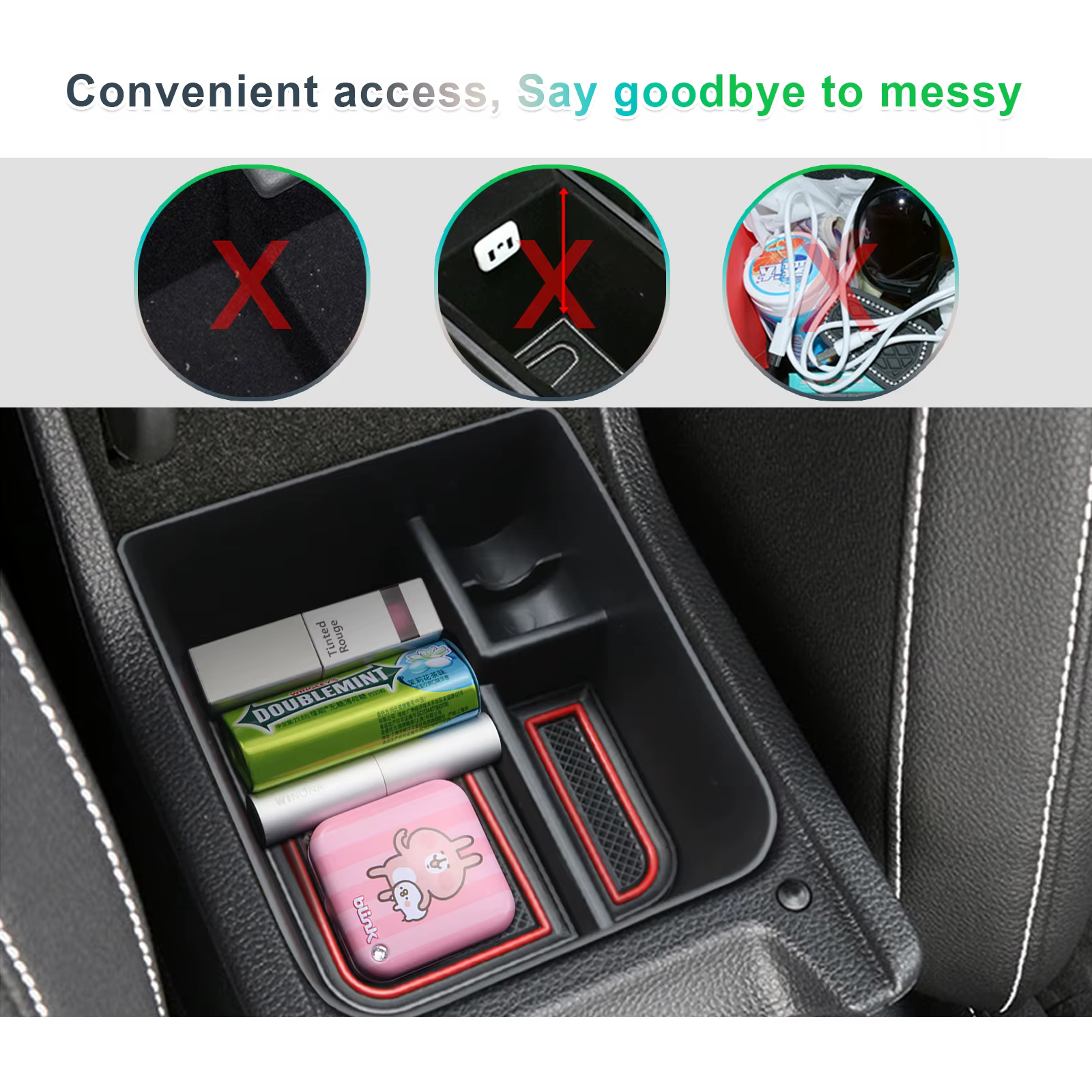 RUIYA Boîte de rangement pour accoudoir de voiture pour Seat Ibiza Typ 6F / Arona SUV 2020-2025 Conteneur de contrôle central Auto Seat Arona Accessoires