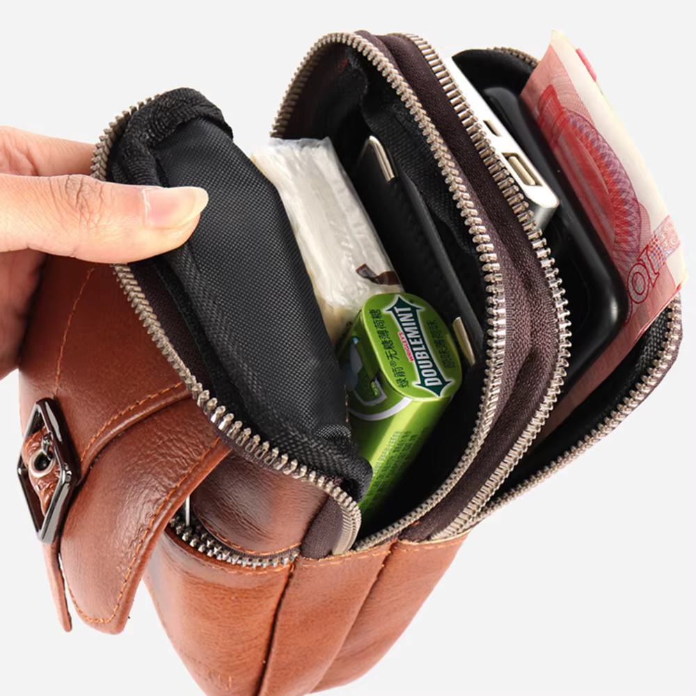 Poudres de téléphone en cuir, petit sac ceinture, sac à main à bandoulière lancé, sac de taille