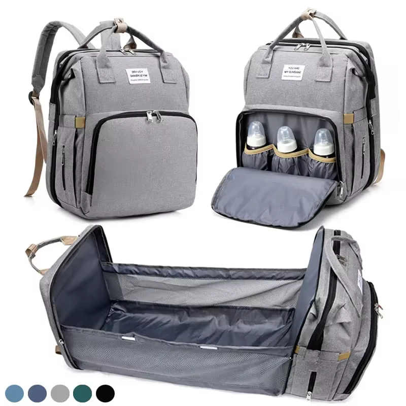 1PC nouveau sac de maman pour utilisation en extérieur lit pliant portable pour dormir mère et bébé sac à dos, sac à dos de grande capacité, sac de maman