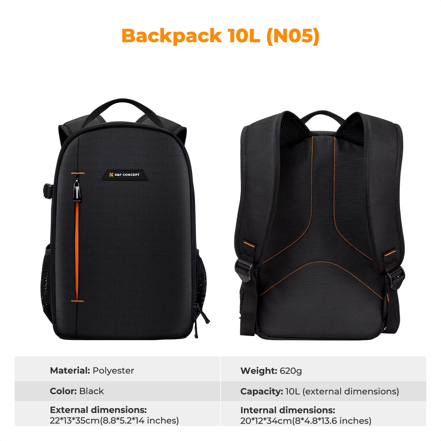Sac à dos pour appareil photo K&F CONCEPT 10L