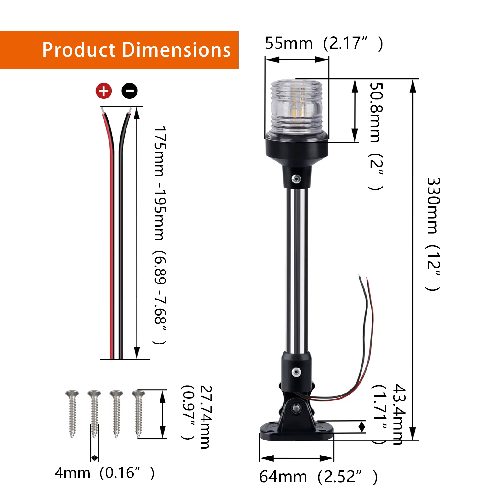 Feu d'ancrage pliable LED, lampe de signalisation de voile pour Marine, accessoires de Yacht de bateau, 12-24V