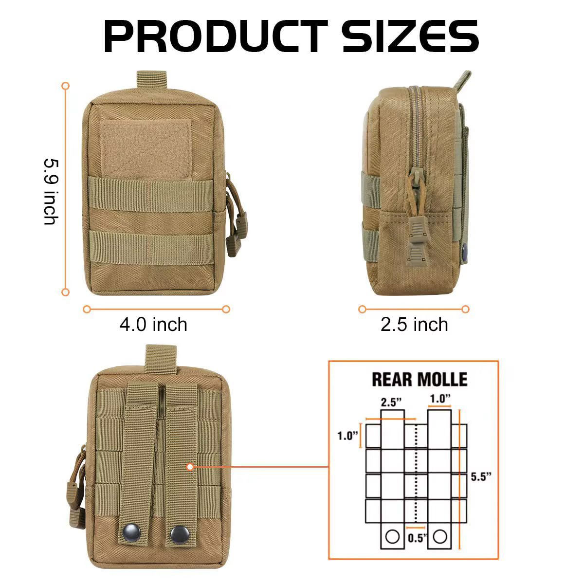 Pochette Molle d'extérieur, sac de taille utilitaire, sac à outils EDC, étui de support pour téléphone, travail, randonnée, Camping, chasse, accessoires, sacs organisateurs