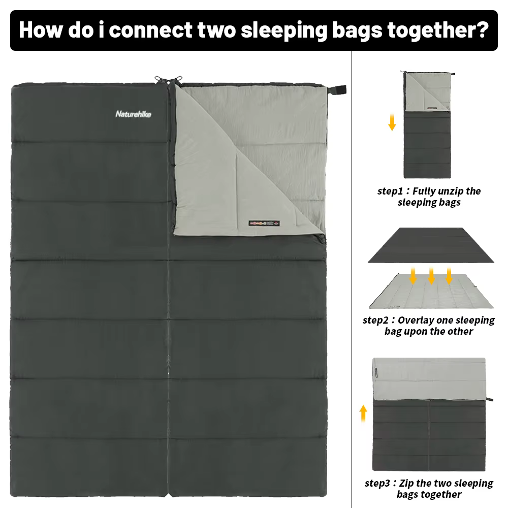 Naturerandonnée Camping sac de couchage épissé imperméable ultraléger Double couette lavable randonnée 3 saisons en