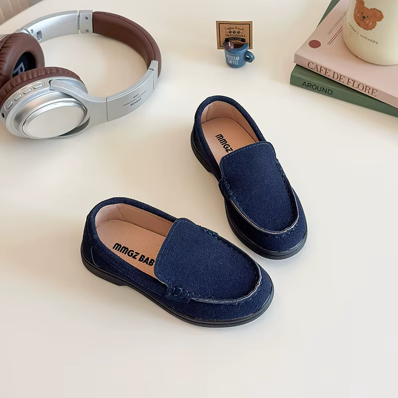 Printemps enfants mocassins daim minimaliste à la mode unisexe garçons filles chaussures en cuir polyvalent