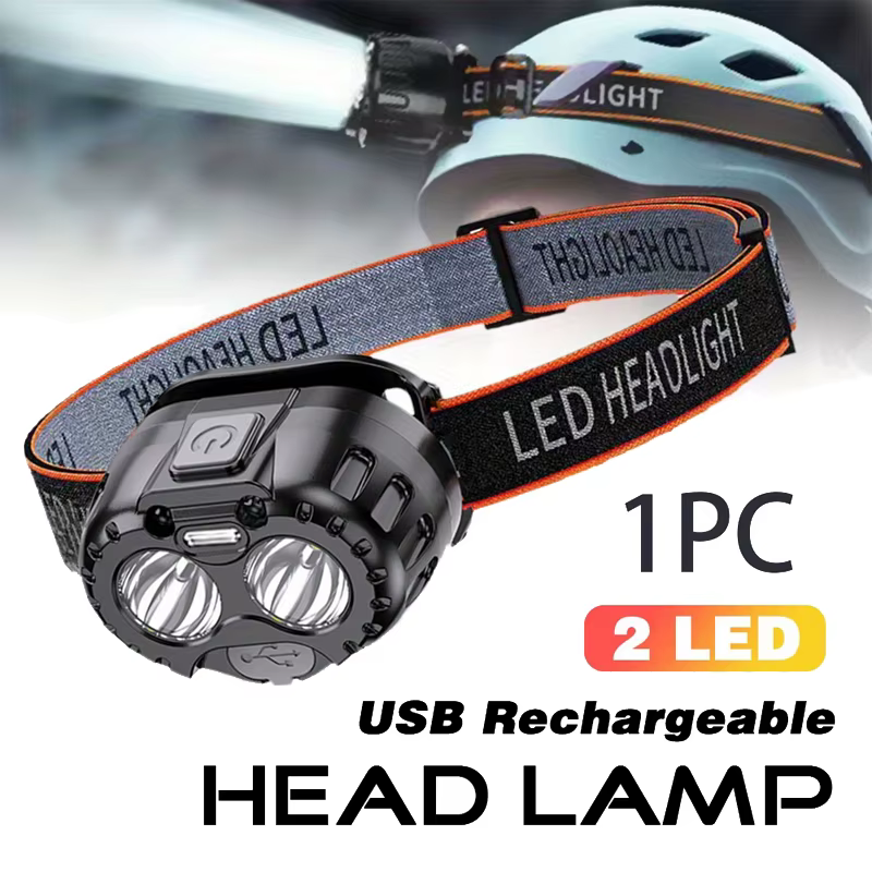 Lampe frontale LED puissante, étanche IPX4, lampe frontale d'urgence, 250LM, XPE LED, 500mAh, pour la pêche en plein air, le camping, la randonnée