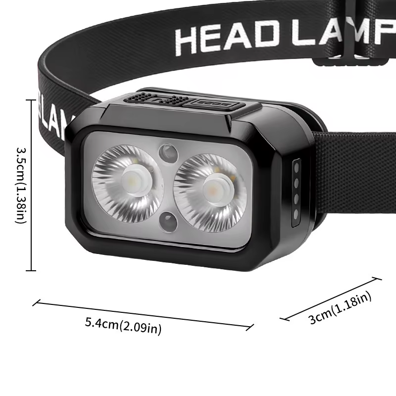 PACOONE Lampe frontale LED 3 couleurs