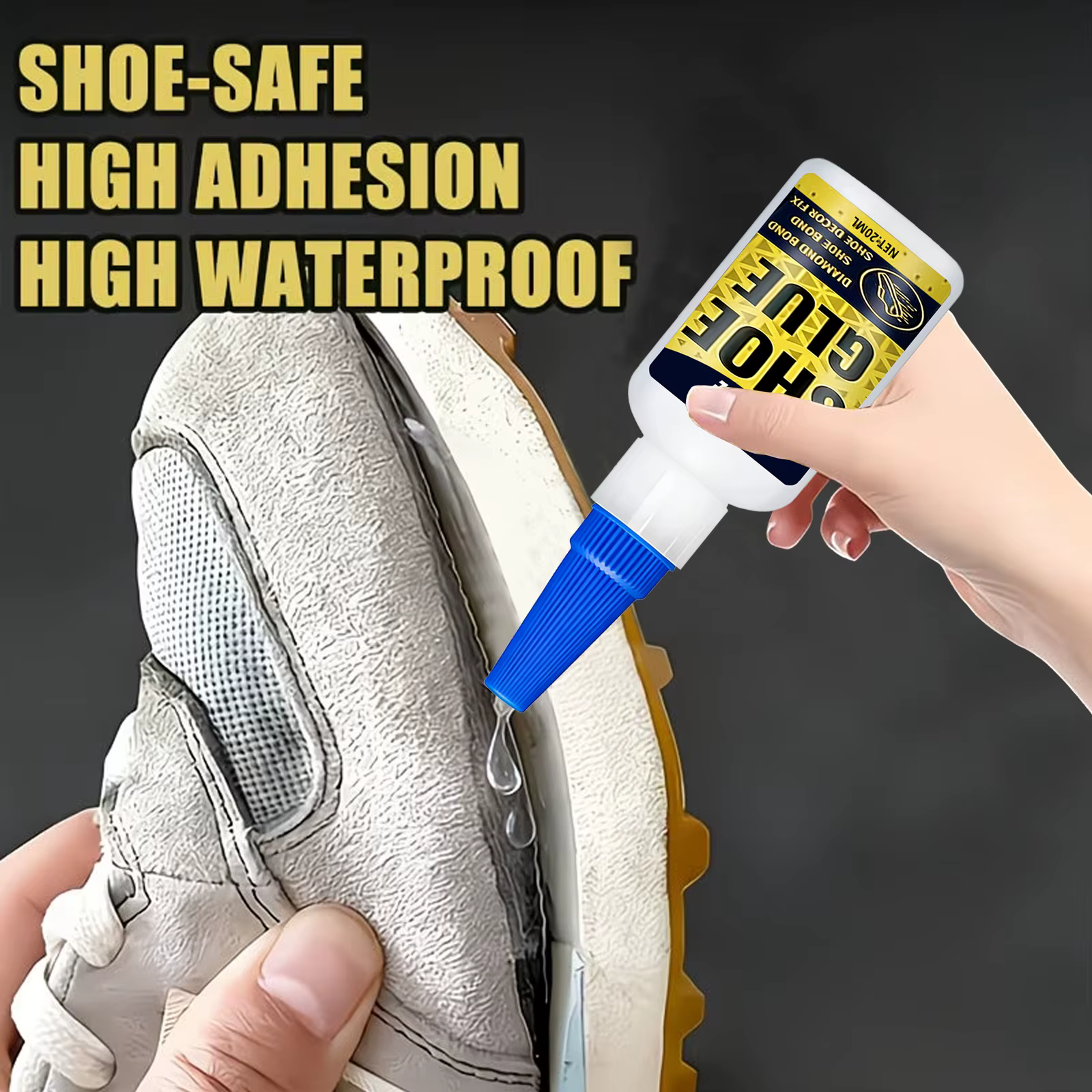 Colle à chaussures super résistante, adhésif professionnel à séchage rapide pour la réparation de chaussures en cuir, baskets, bottes, semelles cassées ou détachées