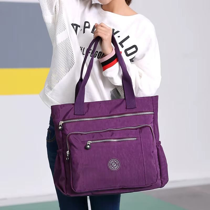 Sac à bandoulière en toile et nylon grande capacité pour femme, sac décontracté d'extérieur, sac fourre-tout simple pour maman, avec fermeture éclair – Nouvelle collection, offre spéciale de la saison