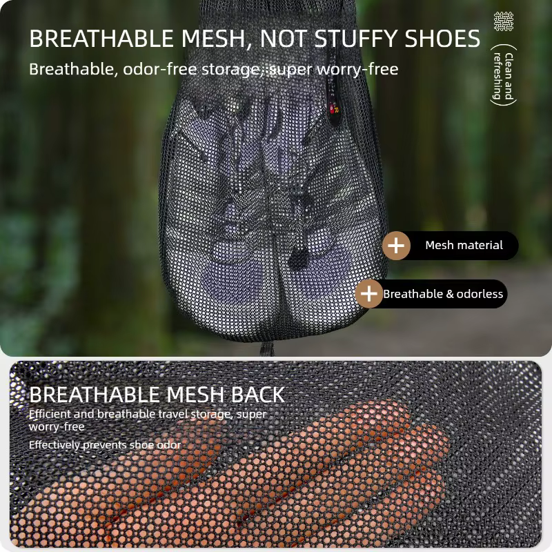 Sac à chaussures Dyneema à enroulement en maille pour fixation externe