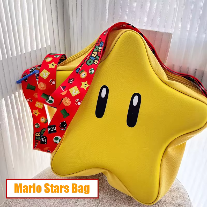 Kawaii Mario étoiles sac de maquillage dessin animé Figure pièce de monnaie stockage bandoulière sac à bandoulière enfants filles cadeau de noël