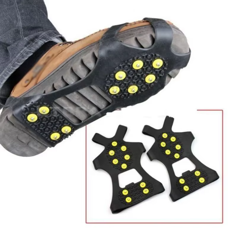 10 goujons anti-dérapant neige glace pince chaussure d'escalade pointes poignées Crampons couvre-chaussures