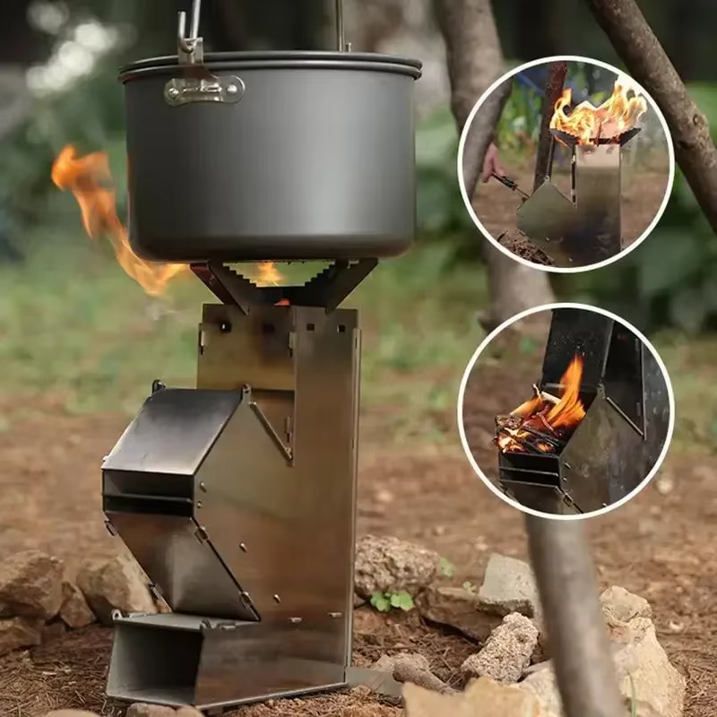 Poêle à bois de Camping pliable en plein air