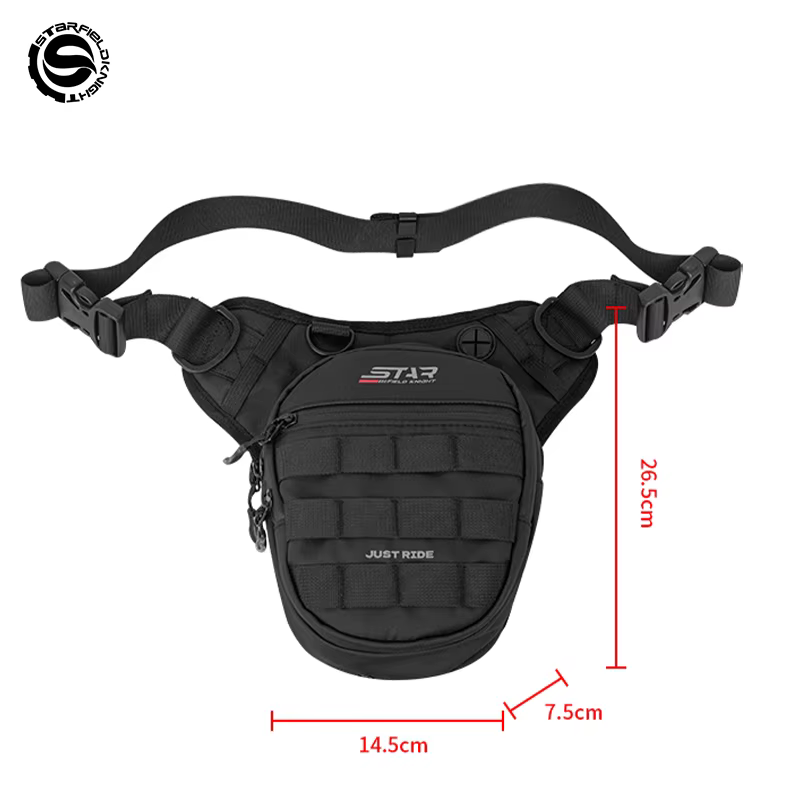 SFK 2025 nouveau sac de moto noir multifonctionnel sac de jambe tombante sac de poitrine tissu anti-éclaboussures paquet d'équipement de conduite en plein air
