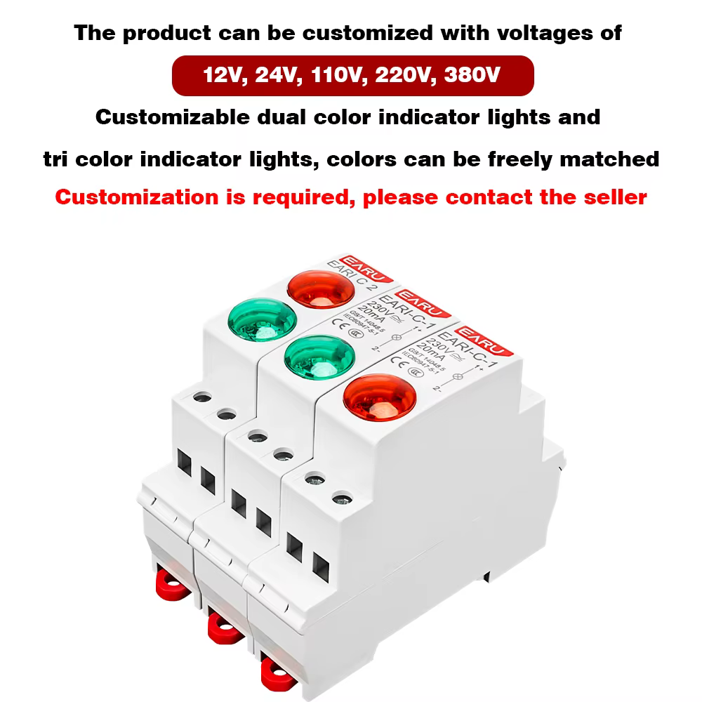 18mm Rail voyant AC DC 220V 230V LED double couleur Signal lumineux Tri