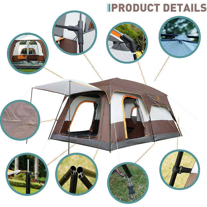 Tente de camping familiale grande capacité 6-8-12 personnes