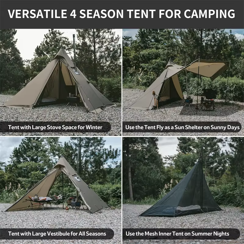 Naturehike – tente pyramide de feu Ranch avec cheminée