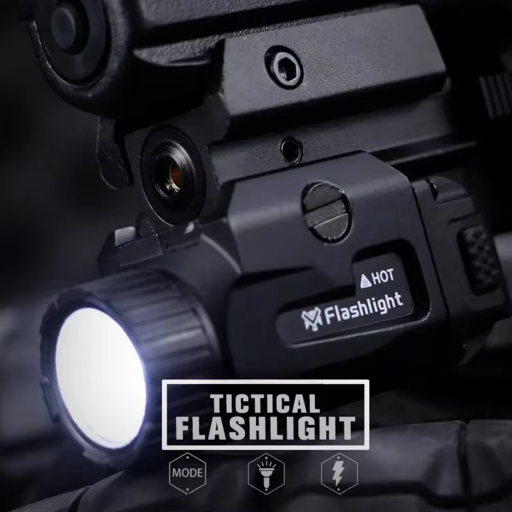 TINSOL 800LM Lampe tactique puissante 4 modes Rechargeable par USB Démontage rapide Pistolet de poing Tir en plein air Montage sur rail Picatinny