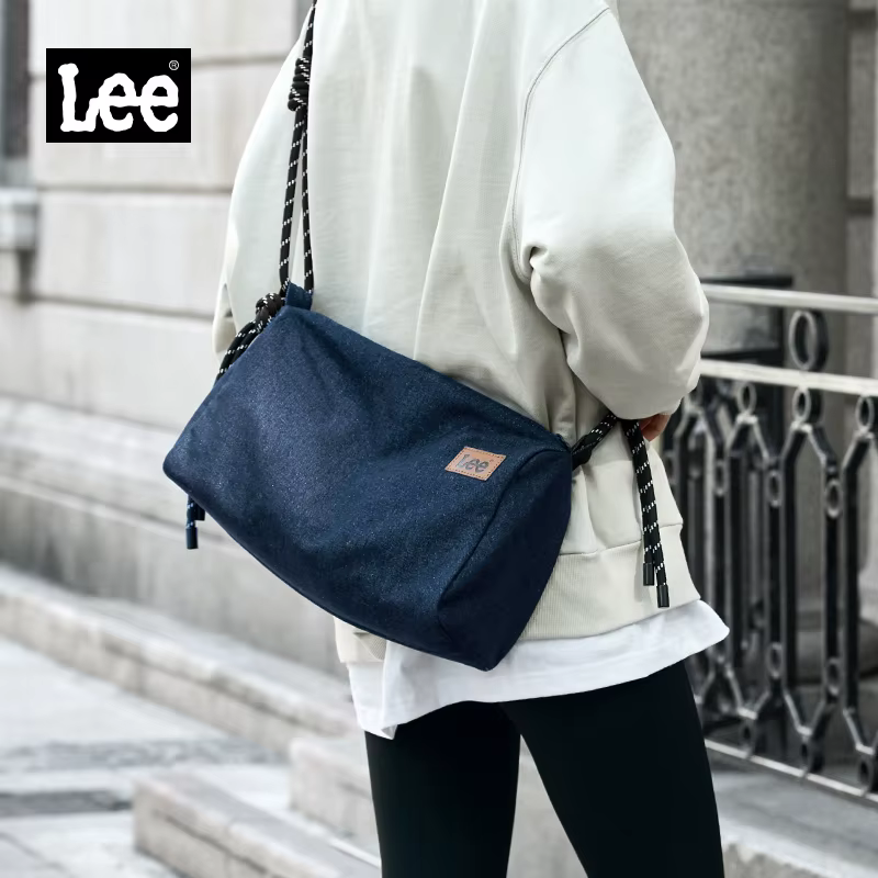 LEE Simple léger élégant carré Denim sac à bandoulière femmes homme une poche Hobo jean bleu moyen Ipad sacs à bandoulière