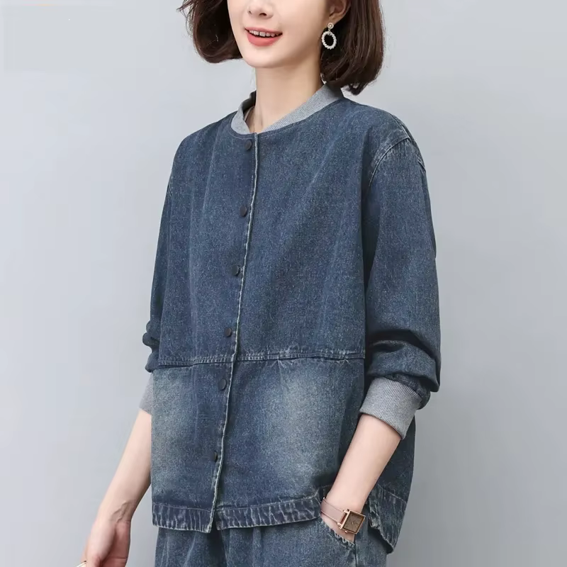 Veste en jean rétro pour femme, style court, printemps-automne, fine, nouvelle collection 2026, coupe ample, style baseball, vêtements décontractés pour femme