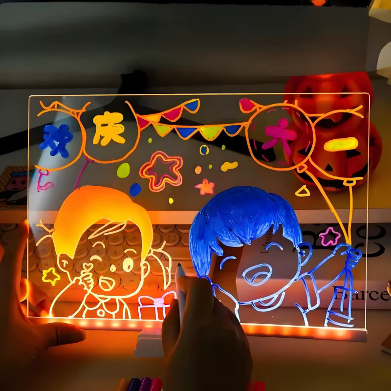 Lampe LED personnalisée, tableau de messages en acrylique, effaçable, USB, planche à dessin pour enfants, veilleuse de chambre à coucher, cadeau d'anniversaire pour enfants