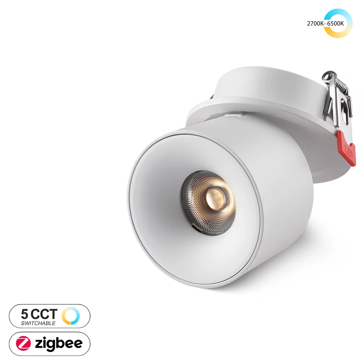 Zigbee/5 CCT commutable encastré LED plafonnier 7W 12W rotatif pliable Downlight salon chambre plafonnier