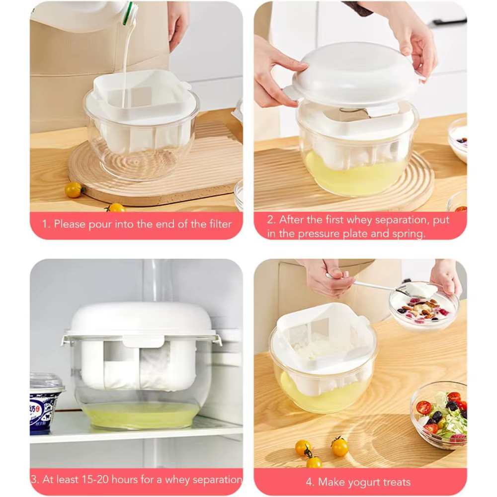 Filtre à yaourt portable avec panier à mailles fines, pratique pour la fabrication de yaourt grec, de yaourt et de fromage, accessoires de cuisine à domicile