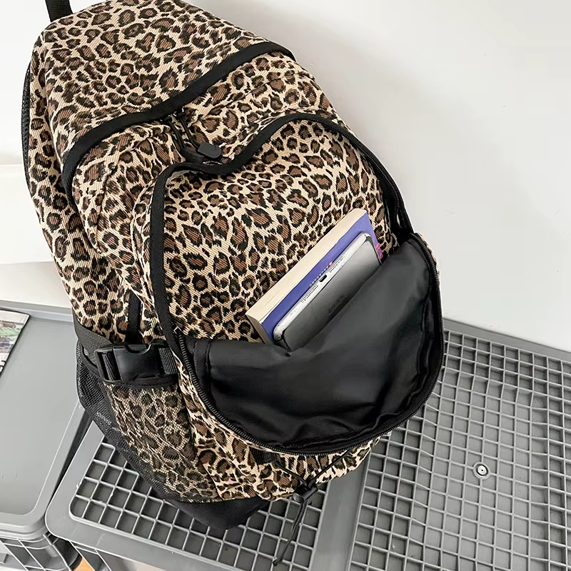 Sac à dos vintage à imprimé léopard