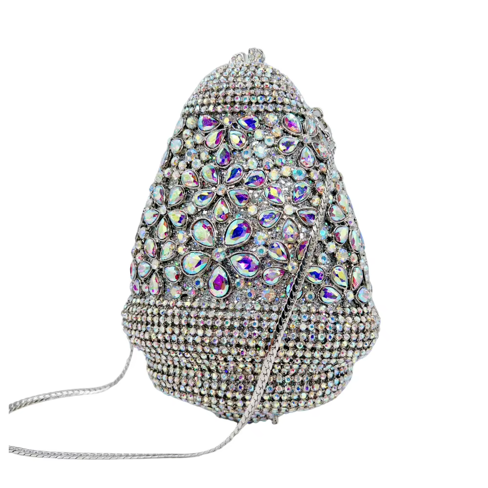 Sac de dîner fleur lilas à cinq pétales avec diamants
