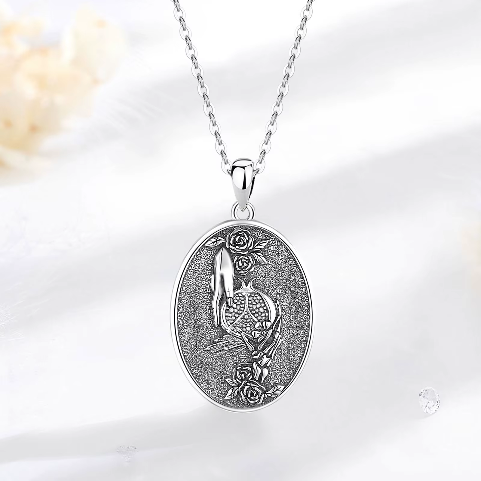 Eudora 925 argent Sterling déesse sombre Persephone collier grenade crâne pendentif mythologie grecque Wicca bijoux femmes cadeau