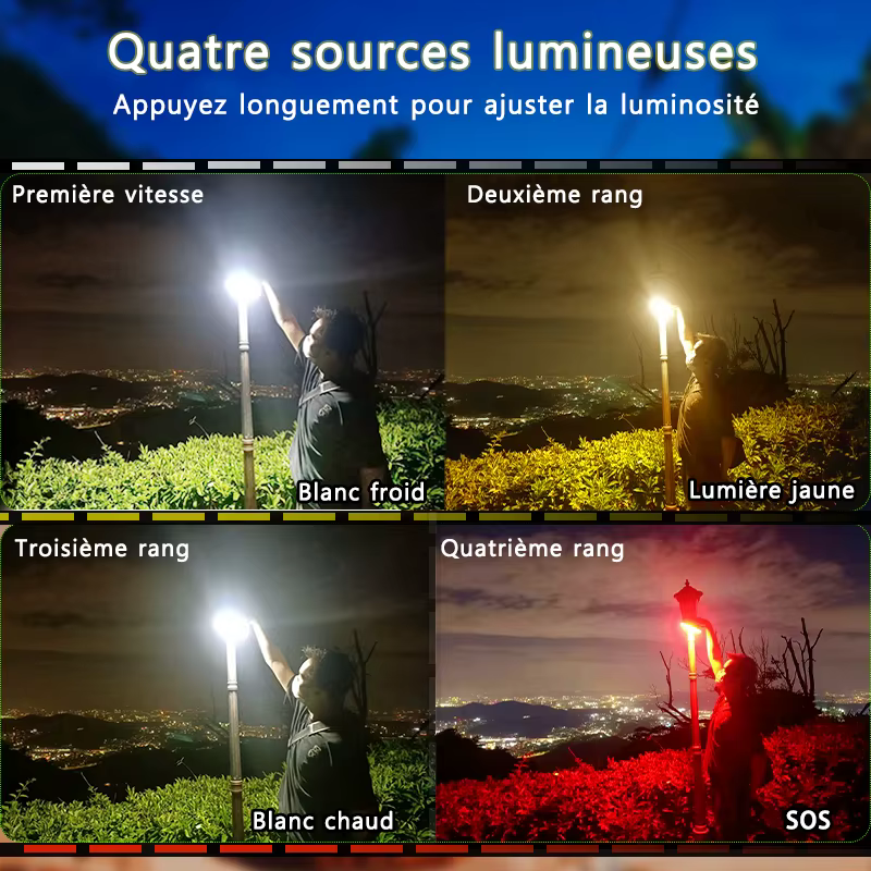 MOSLIGHTING Charge solair camping super lumière avec aimant ajuster la luminosité