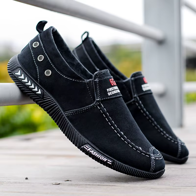 Hommes toile chaussures Denim baskets 2025 Vintage extérieur sans lacet chaussures décontractées antidérapant hommes mocassins semelle souple léger hommes chaussures