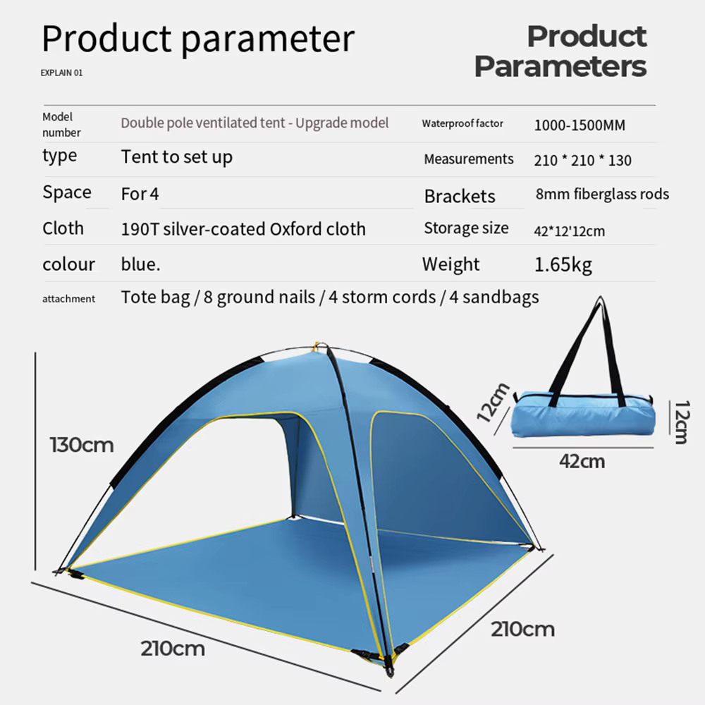 Tente de plage extérieure abri solaire Camping nuances tentes coupe-vent
