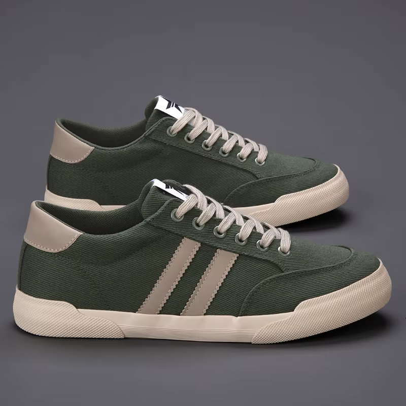 Chaud rétro vert vulcaniser chaussures hommes respirant loisirs