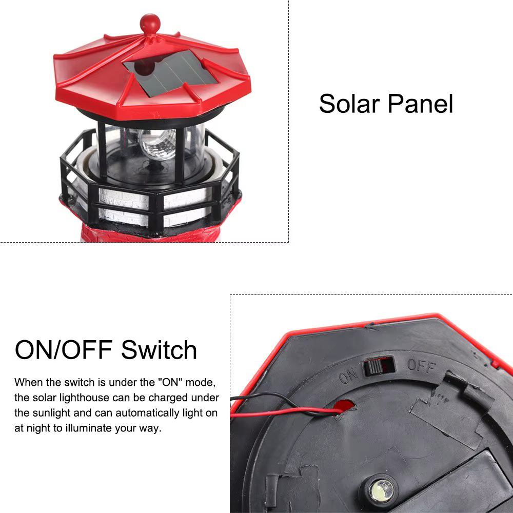 Phare Solaire avec Lampe Rotative