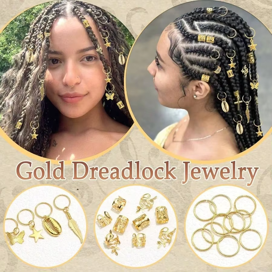 Ensemble d'accessoires pour cheveux bohèmes - Comprend 50 pièces de coquillages, étoiles et papillons, adaptés aux coiffures tressées.